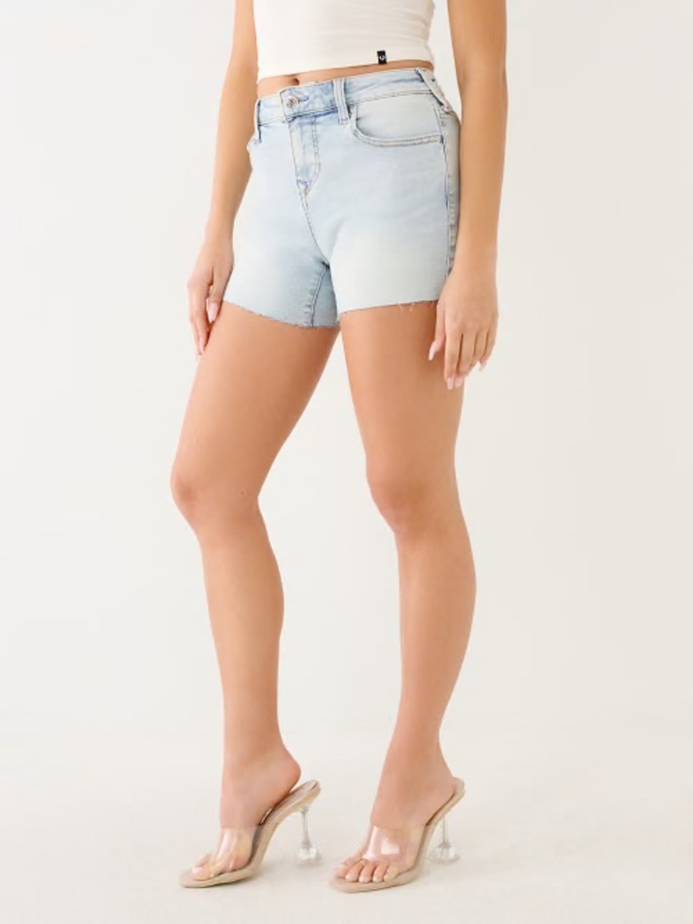 True Religion Light Bliss Wash Jays Short Raw Hem Size 30 NWT